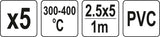 WELDING PLASTIC RODS PVC  2,5X5MM 5PCS (YT-82306)