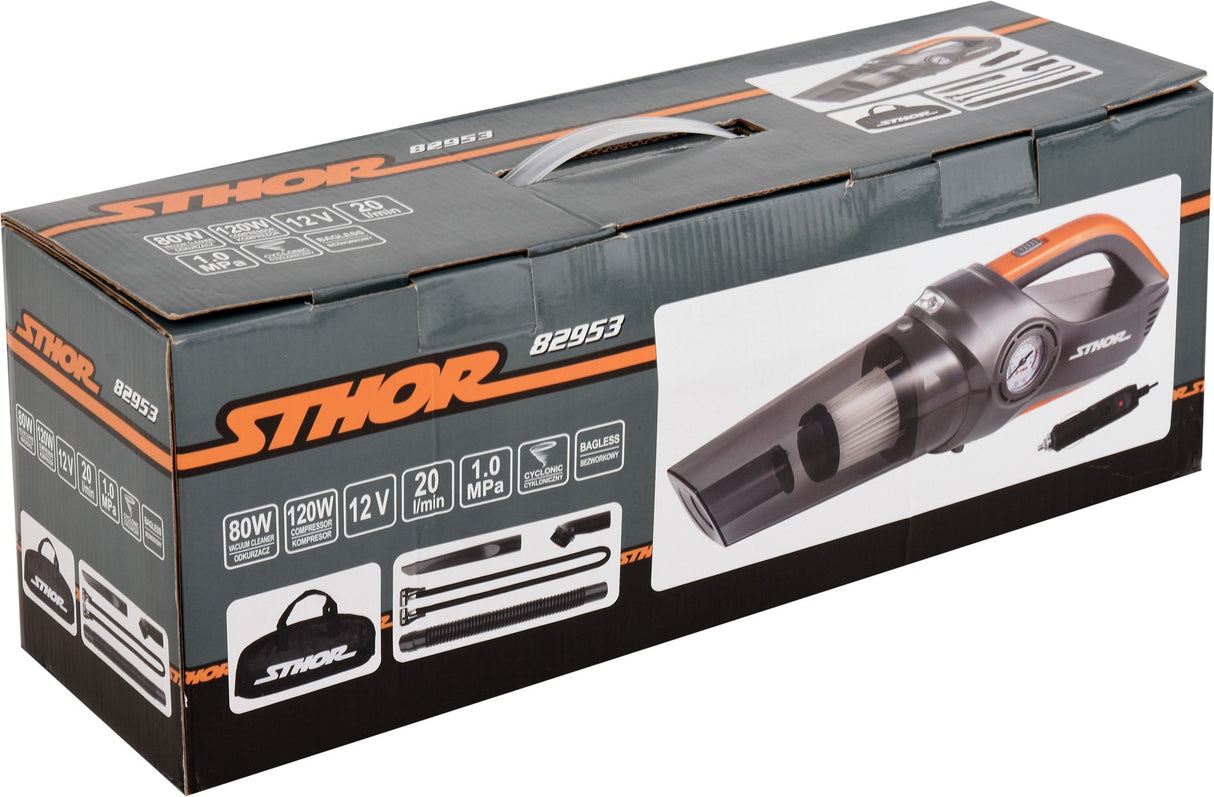 CAR VACUUM CLEANER WITH COMPRESSOR 80W (82953)