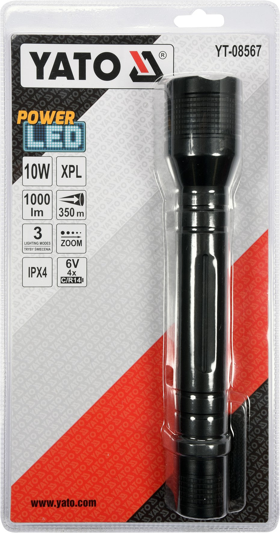 FLASHLIGHT 10W, 254X46MM (YT-08567)