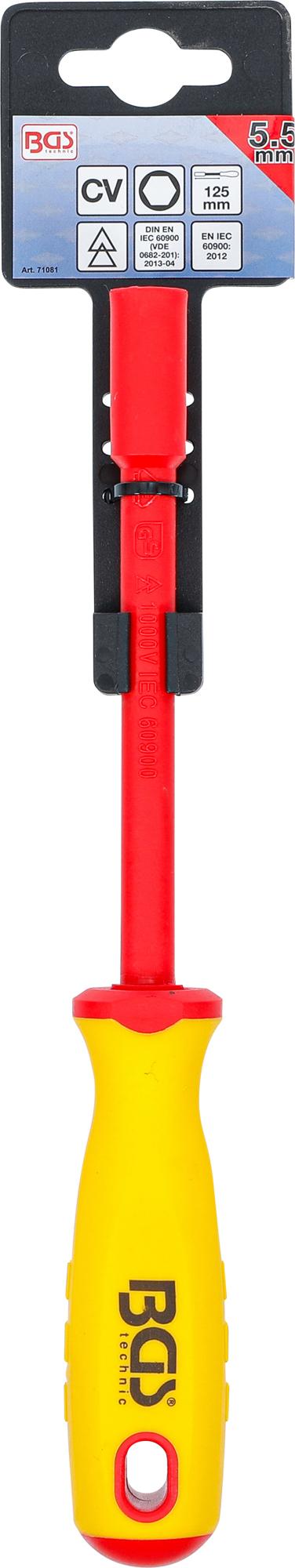 VDE SOCKET SCREWDRIVER | HEXAGON | 5.5 MM | BLADE LENGTH 125 MM (71081)