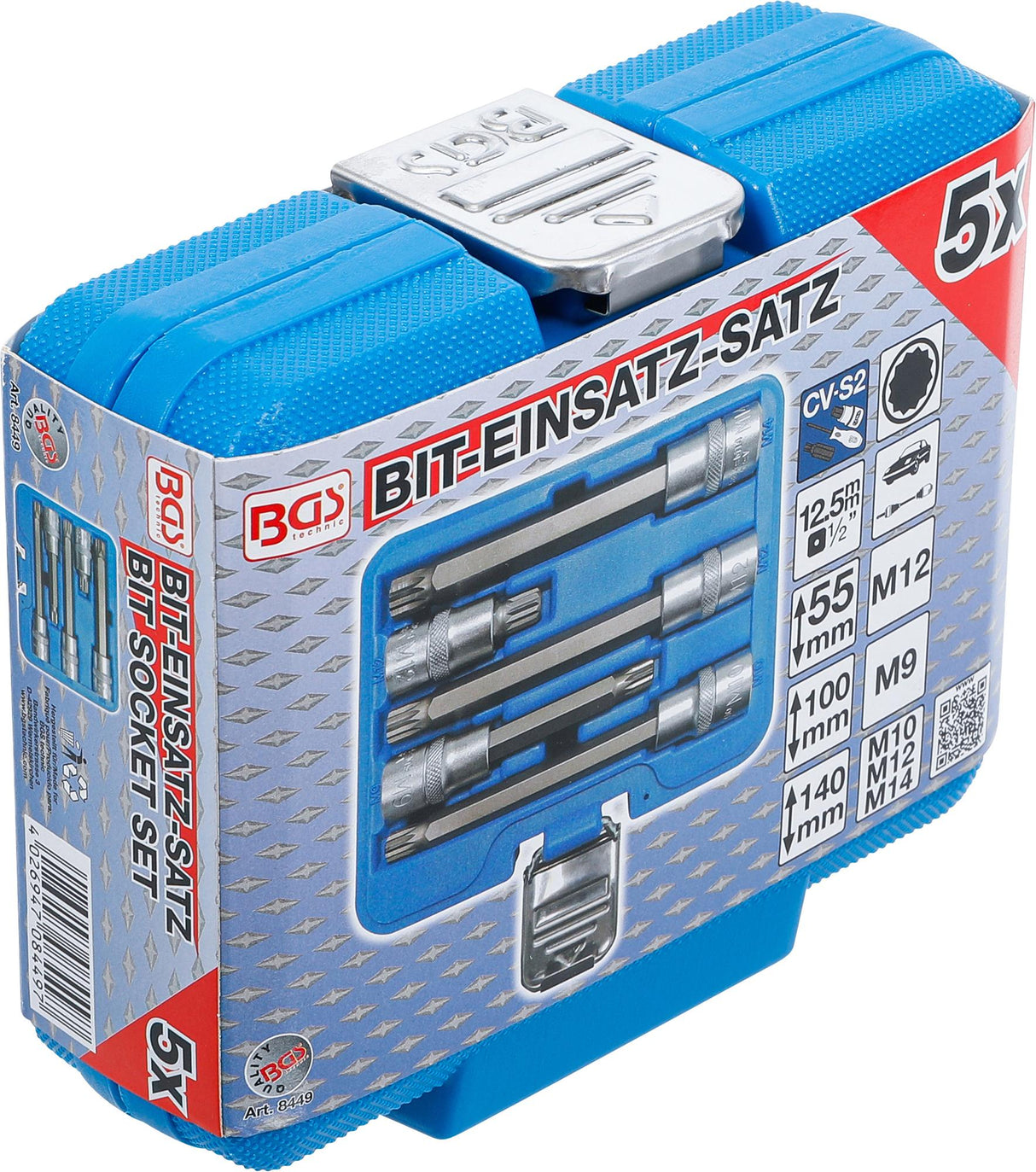 BIT SOCKET SET | 12.5 MM (1/2") DRIVE | SPLINE (FOR XZN) | 5 PCS. (8449)