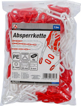 BARRIER CHAIN | RED / WHITE | 4 SNAP HOOKS | PLASTIC | 7.5 M (80816)