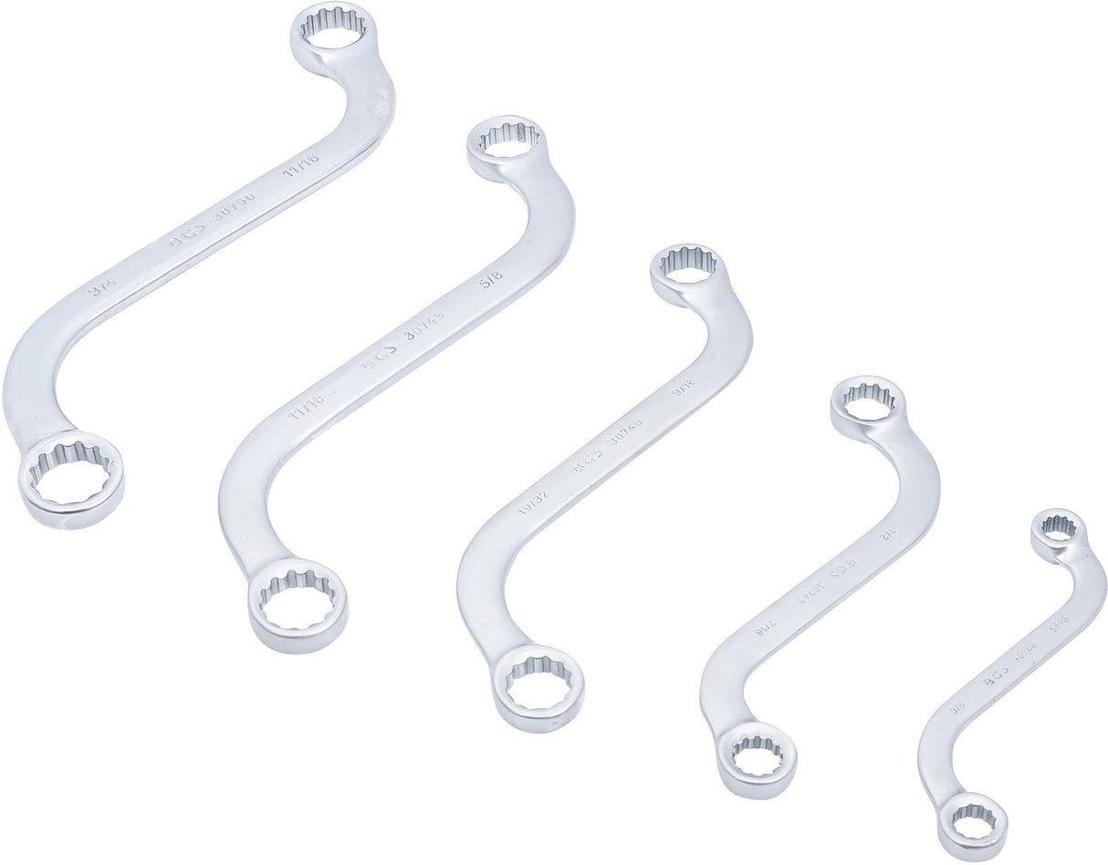 S-TYPE DOUBLE RING SPANNER SET | INCH SIZES | 3/8" - 3/4" | 5 PCS. (32150)