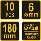METAL PINS / HOOKS FOR TARPAULIN FASTENING | 180 MM | 10 PCS. (85185)