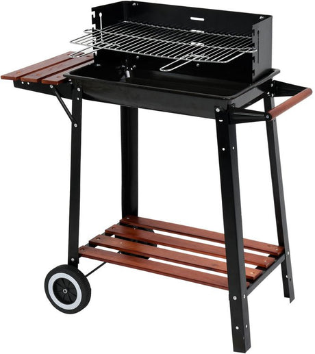 OUTDOOR BARBECUE / GRILL | WOODEN SHELF | GRATE 48X28 CM (99585)