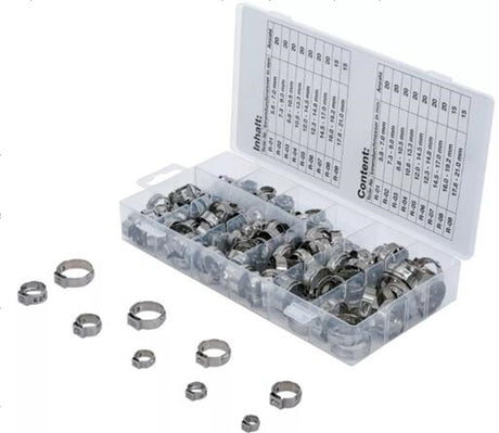STAINLESS STEEL HOSE CLAMP ASSORTMENT | Ø 5.8 - 21 MM | 170 PCS. (H14115)