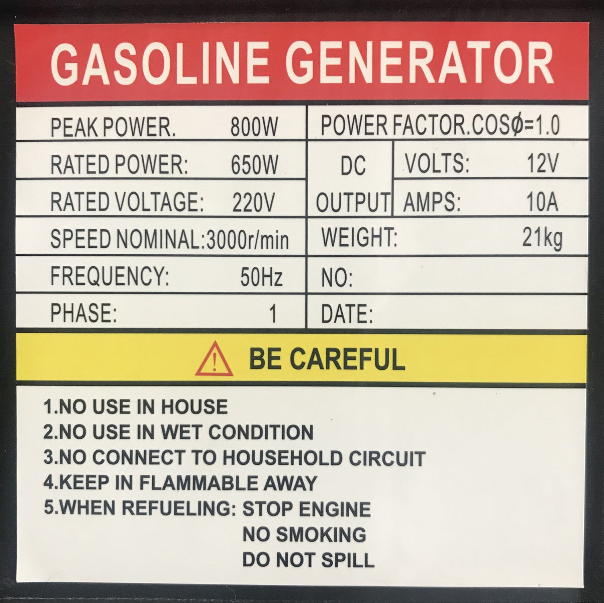 PETROL GENERATOR | AC/DC | 750W 2HP 230V (SK950)