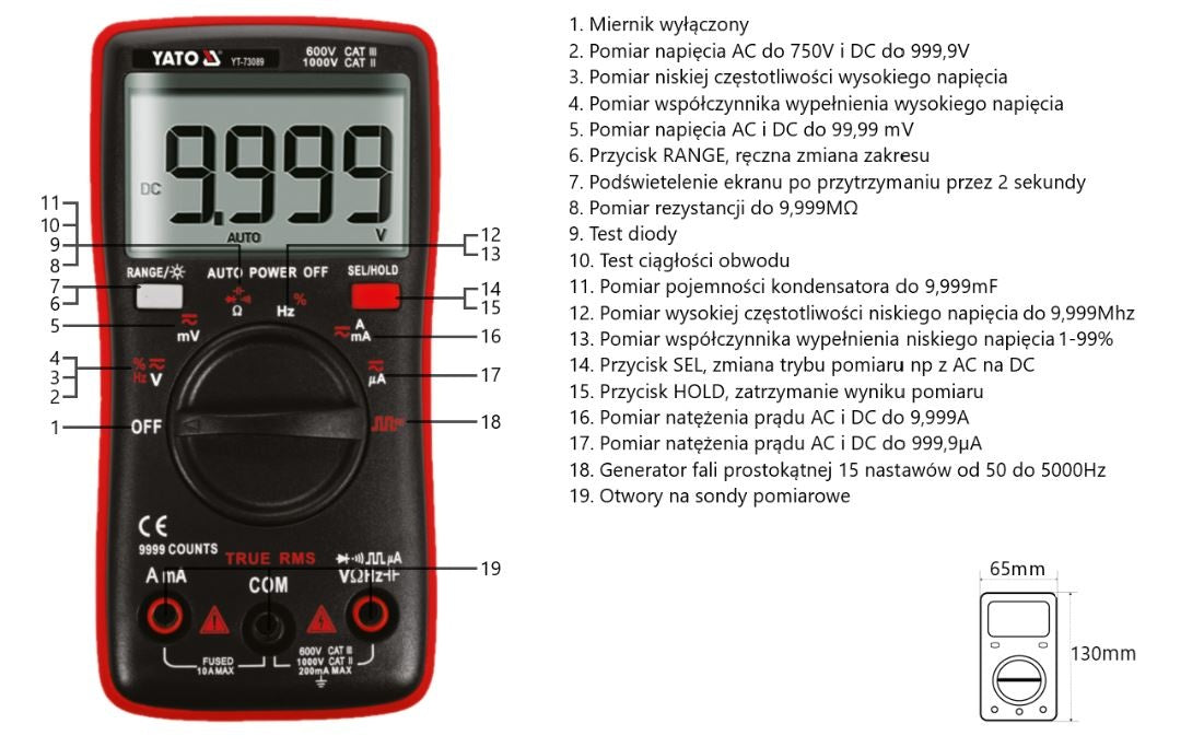 DIGITAL MULTIMETER TRUE RMS (YT-73089)