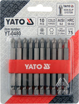 SCREWDRIVER BITS 10PCS PH2X75MM S2 (YT-0480)
