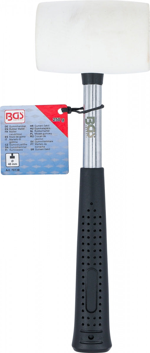 RUBBER HAMMER | METAL HANDLE | WHITE HEAD | Ø 48 MM | 250 G (70139)