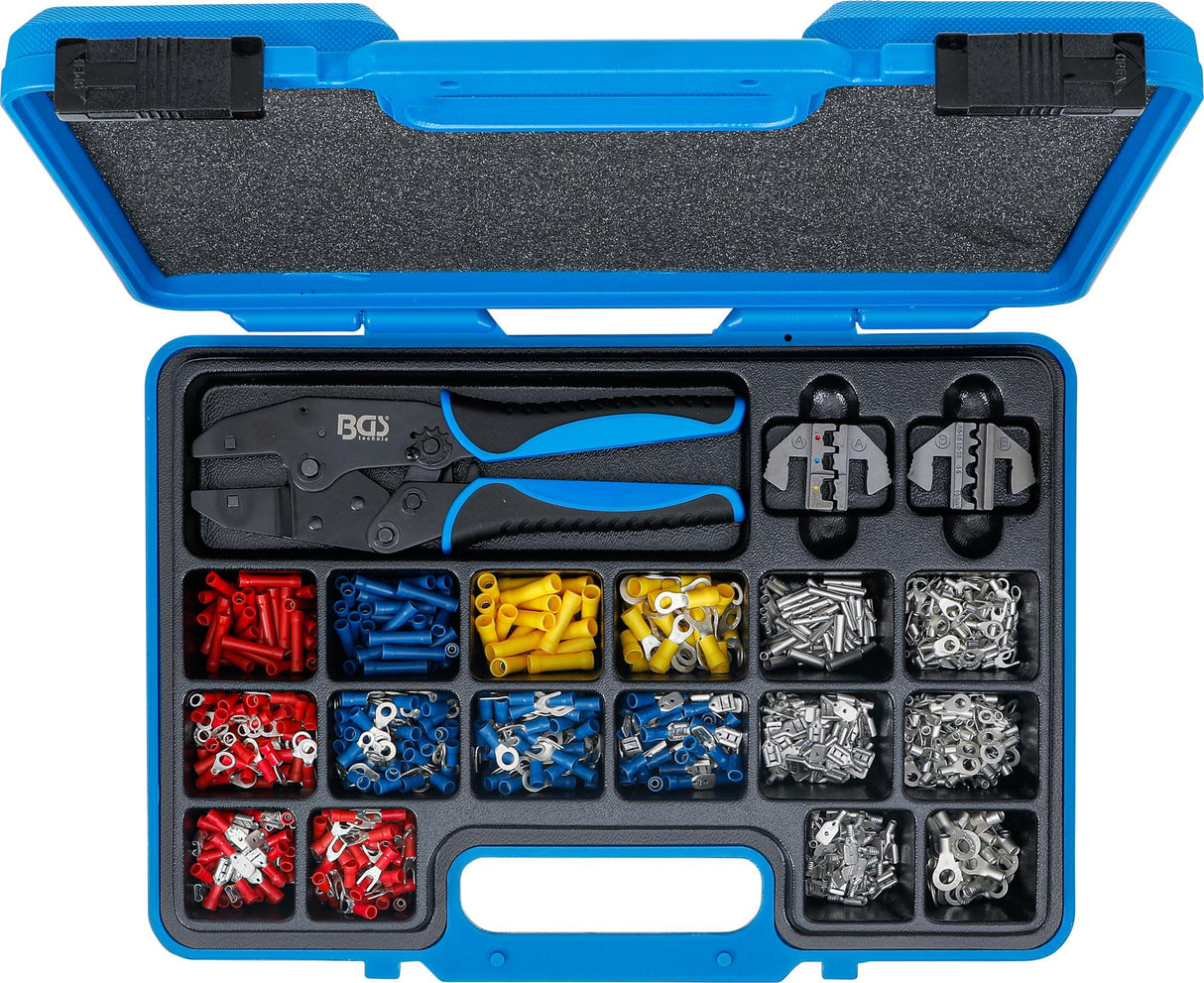 CRIMPING PLIERS SET | WITH 2 PAIRS OF JAWS | WITH CABLE LUG ASSORTMENT | 1000 PCS. (1411)