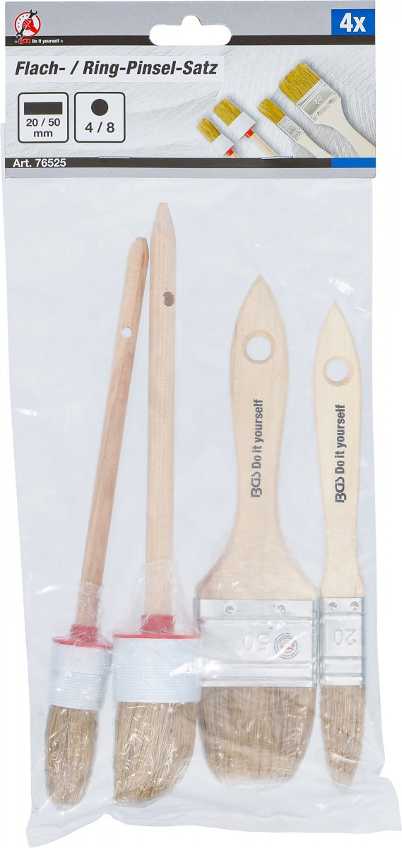 BRUSH SET 4 PCS | 2 FLAT + 2 ROUND (76525)