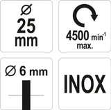 CUP BRUSH 25MM INOX FOR DRILL (YT-47496)