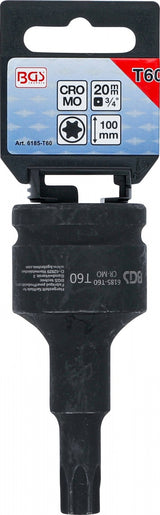 IMPACT BIT SOCKET | LENGTH 100 MM | 20 MM (3/4") DRIVE | T-STAR (FOR TORX) T60 (6185-T60)