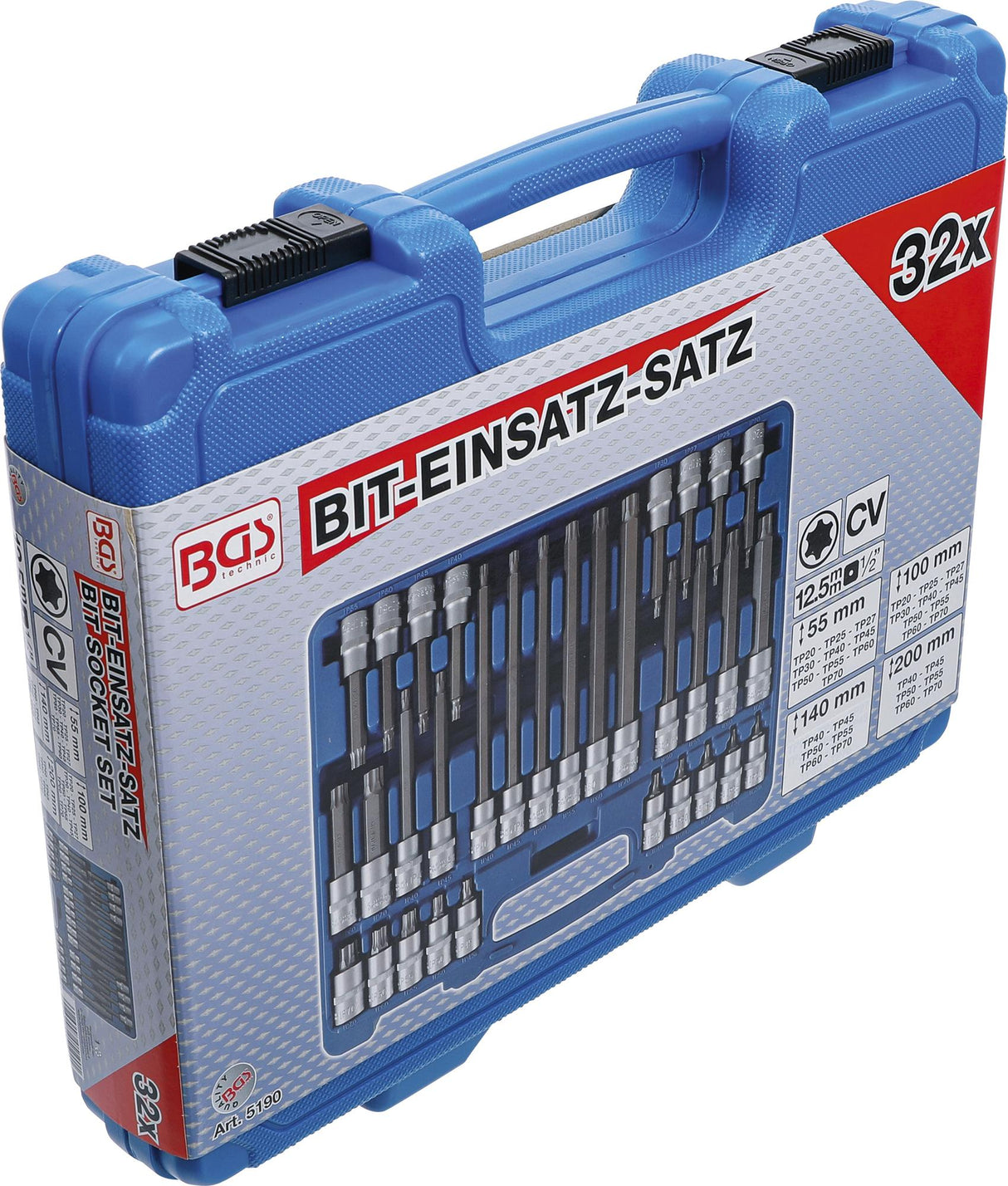 BIT SOCKET SET | 12.5 MM (1/2") DRIVE | TP-STAR (FOR TORX PLUS) TP20 - TP70 | 32 PCS. (5190)