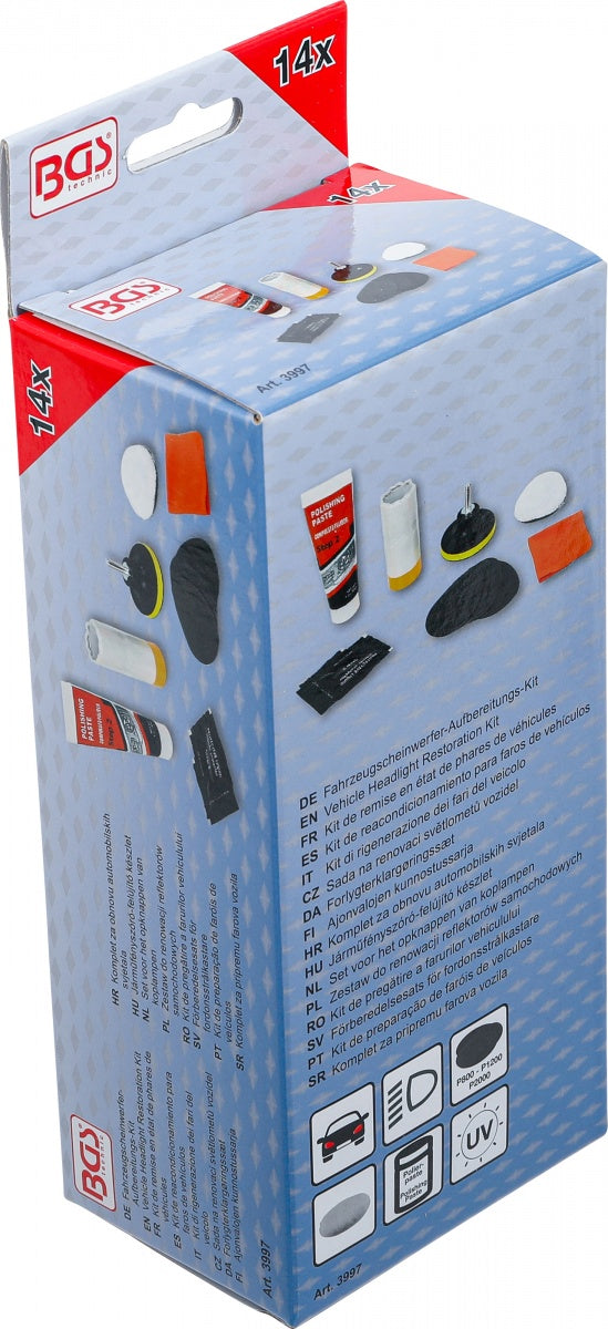 VEHICLE HEADLIGHT RESTORATION KIT | 14 PCS. (3997)
