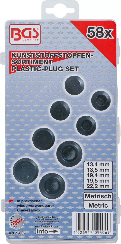 PLASTIC PLUG ASSORTMENT | 58 PCS. (9406)