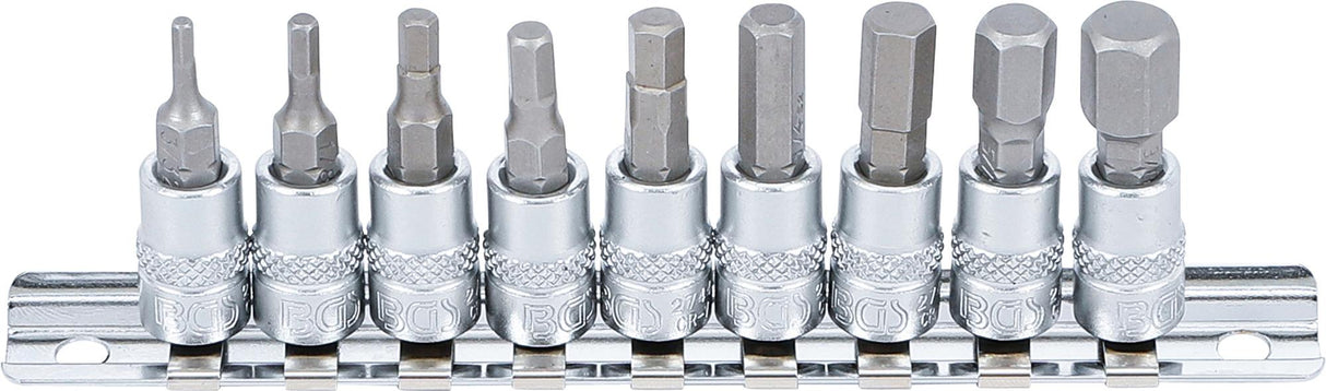 BIT SOCKET SET | 6.3 MM (1/4") DRIVE | INTERNAL HEXAGON 3/32" - 3/8" | INCH SIZES | 9 PCS. (2749)
