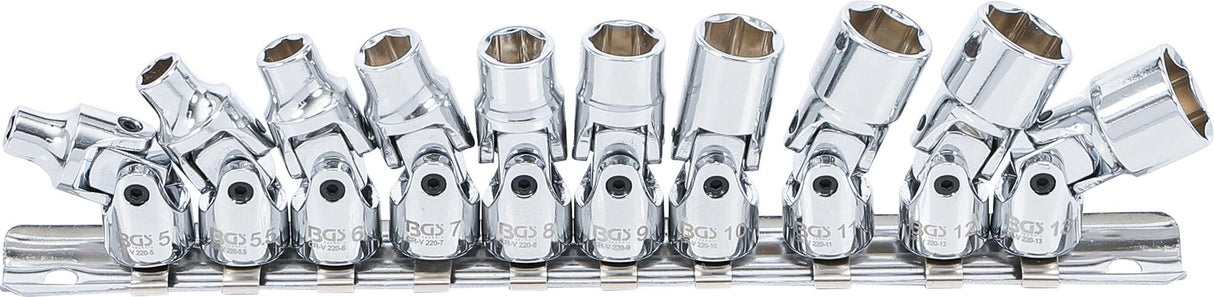 UNIVERSAL JOINT SOCKET SET | 6.3 MM (1/4") | 5 - 13 MM | 10 PCS. (220)