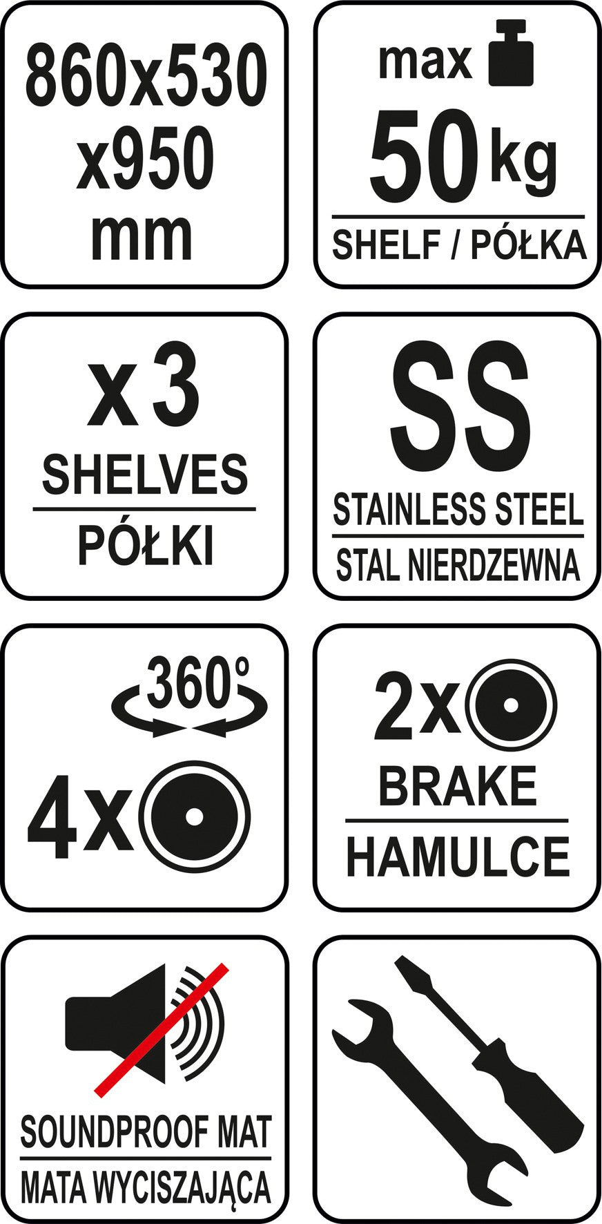 SERVICE TROLLEY 3 TIERS ROUND (YG-09091)