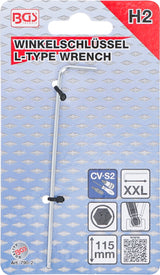 L-TYPE WRENCH | EXTRA LONG | INTERNAL HEXAGON / INTERNAL HEXAGON WITH BALL HEAD 2 MM (790-2)