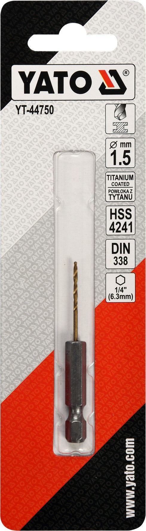 METAL DRILL WITH HEX SHANK 1,5MM TITAN (YT-44750)