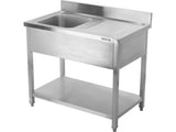 STAINLESS STEEL TABLE WITH SINK | 100 X 60 CM (YG-30900)