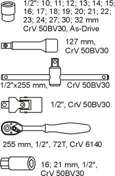 PVC TRAY WITH 1/2" SOCKET SET 10-32MM (YT-5537)