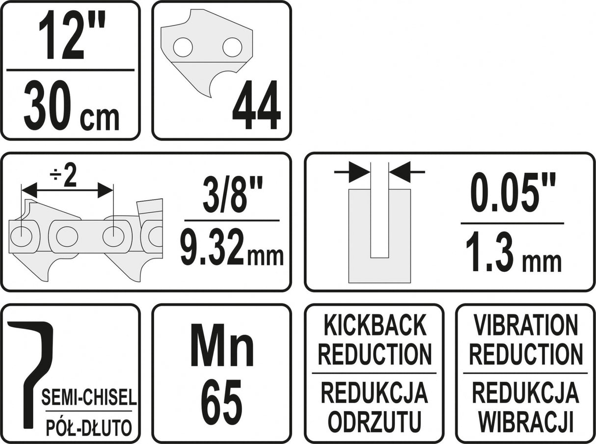CHAIN FOR CHAINSAW 3/8" / 0,05" 12" (YT-84949)