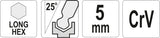 HEX KEY BALL END, LONG 5,0 MM (YT-05456)