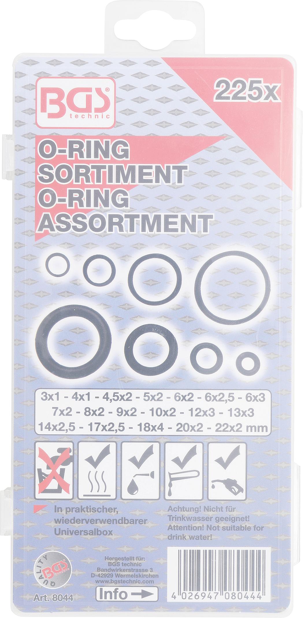 O-RING ASSORTMENT | Ø 3 - 22 MM | 225 PCS. (8044)