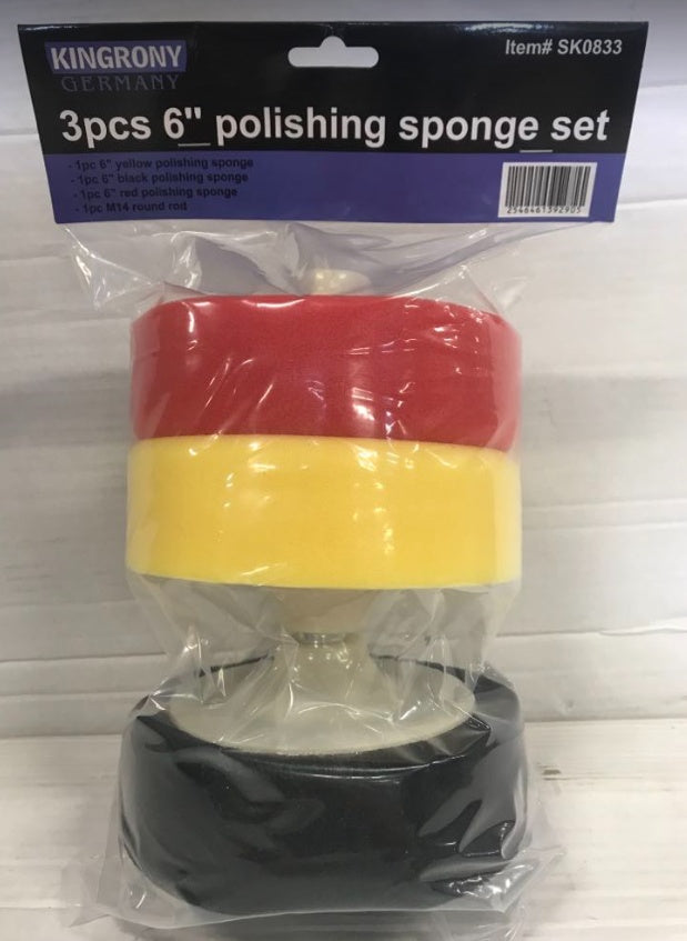 POLISHING PAD SET | BLACK / ORANGE / YELLOW | M14 | 150 MM (CB018)