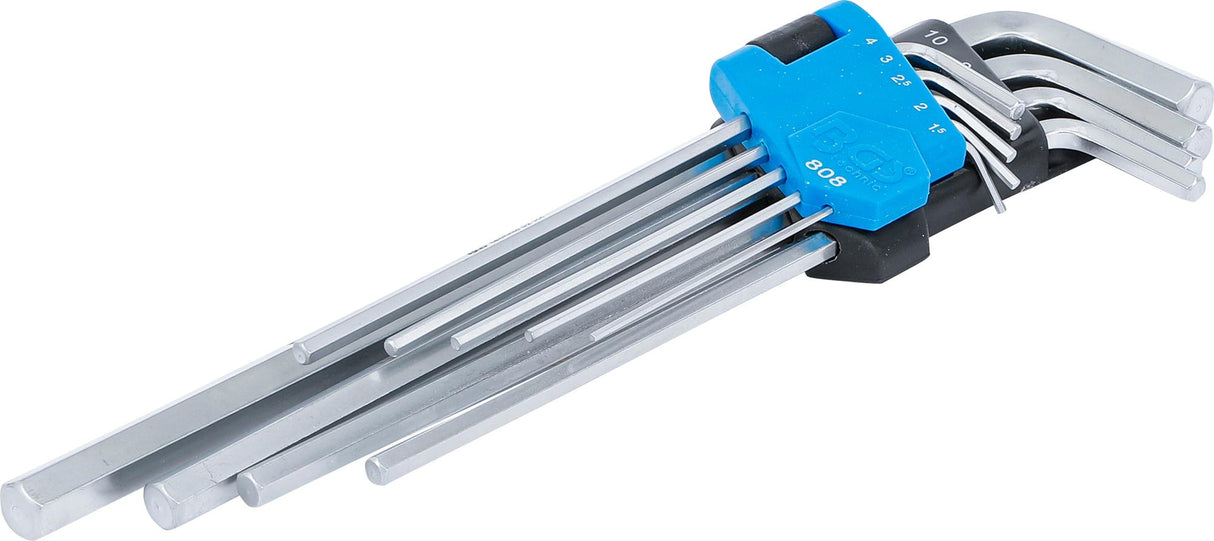 L-TYPE WRENCH SET | EXTRA LONG | INTERNAL HEXAGON 1.5 - 10 MM | 9 PCS. (808)