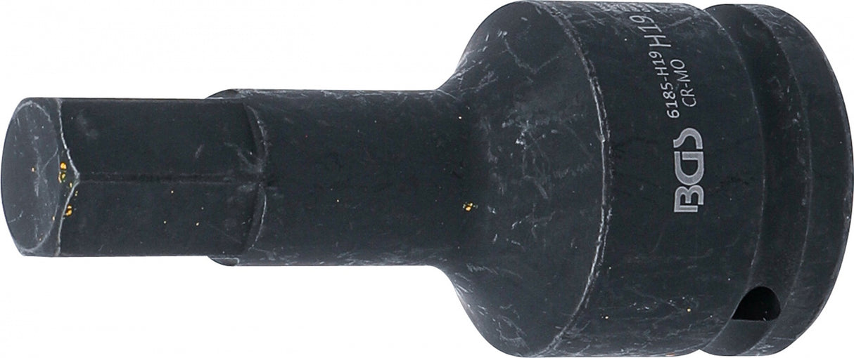 IMPACT BIT SOCKET | LENGTH 100 MM | 20 MM (3/4") DRIVE | INTERNAL HEXAGON 19 MM (6185-H19)