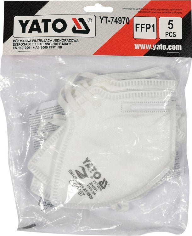 DUST MASKS WITHOUT VALVE | CERTIFIED FFP1 | 5 PCS. (YT-74970)