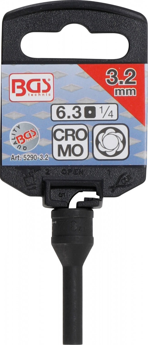 TWIST OFF SOCKET FOR GLOW PLUG ELECTRODE | 6.3 MM (1/4") DRIVE | 3.2 MM (5290-3.2)
