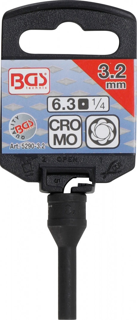 TWIST OFF SOCKET FOR GLOW PLUG ELECTRODE | 6.3 MM (1/4") DRIVE | 3.2 MM (5290-3.2)