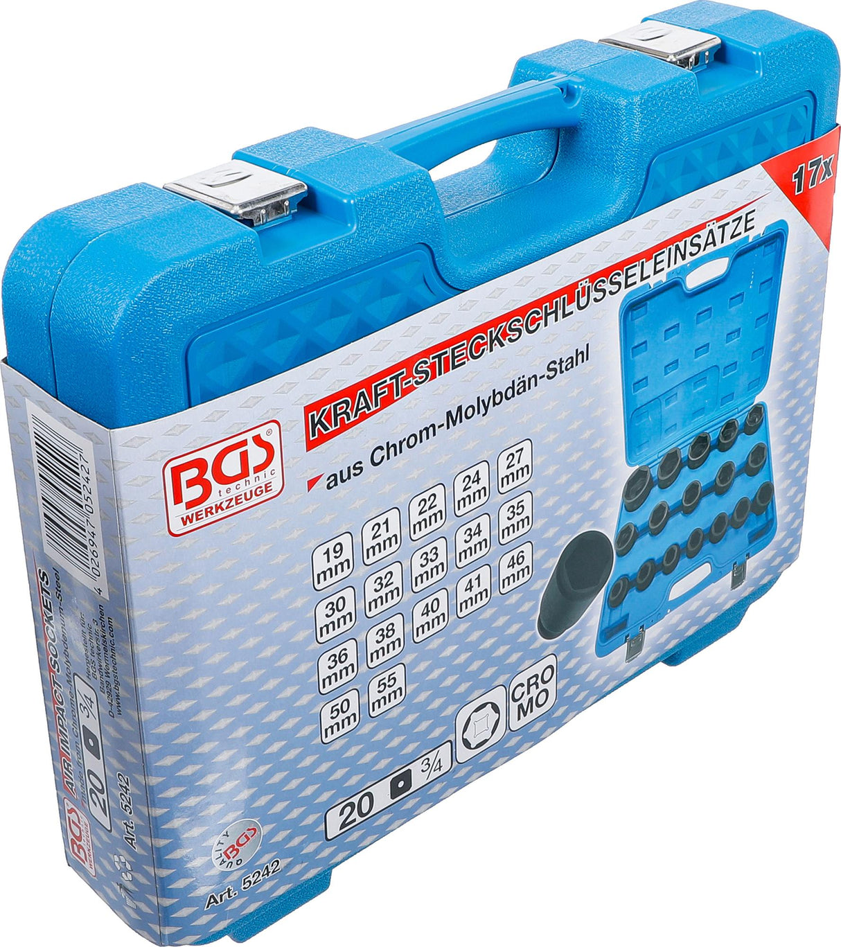 IMPACT SOCKET SET | 20 MM (3/4") DRIVE | 19 - 55 MM | 17 PCS. (5242)