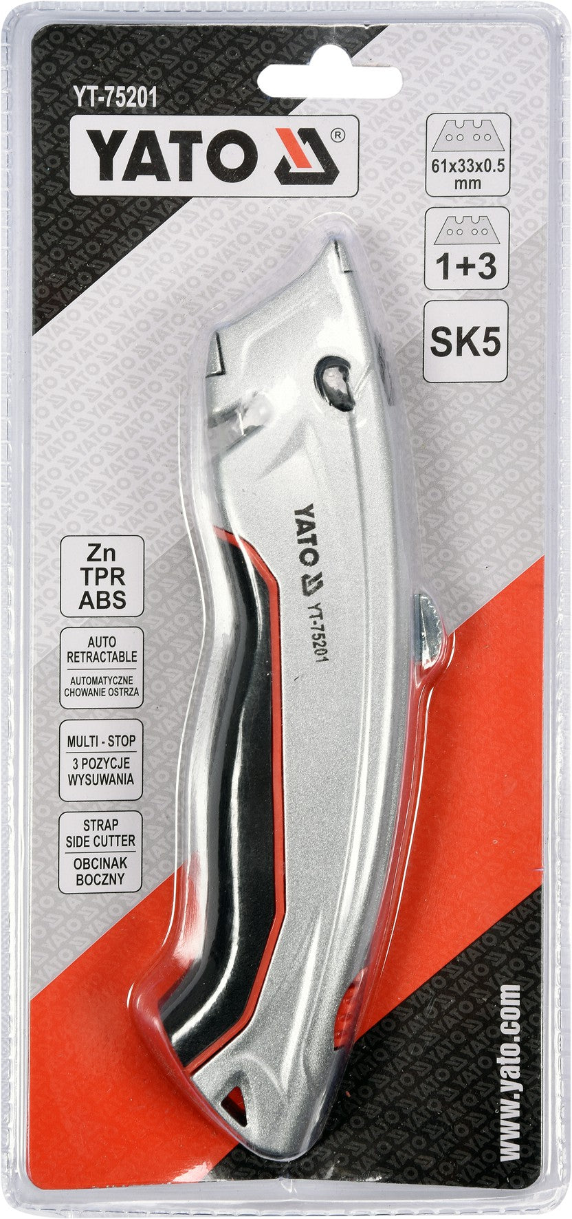UTILITY KNIFE WITH TRAPEZOID BLADE (YT-75201)