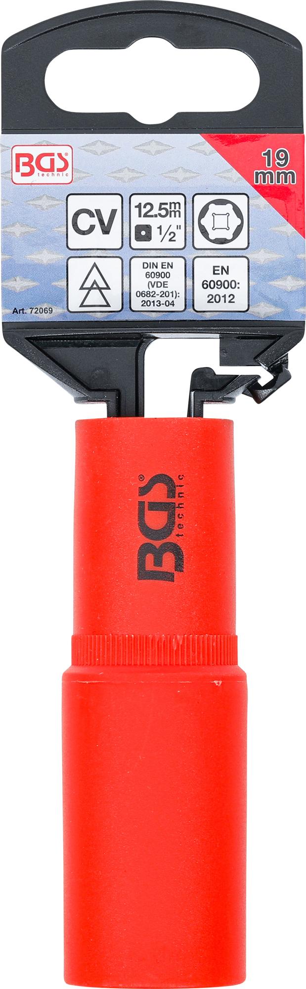 VDE SOCKET, HEXAGON | 12.5 MM (1/2") DRIVE | 19 MM (72069)