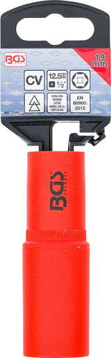 VDE SOCKET, HEXAGON | 12.5 MM (1/2") DRIVE | 19 MM (72069)