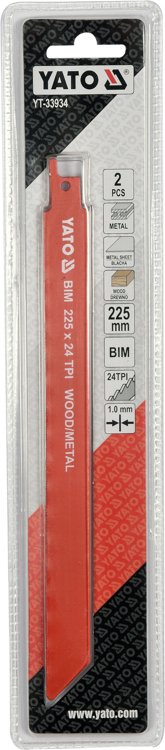 SABRE SAW BLADES BIM 225MM 2PCS 24TPI (YT-33934)