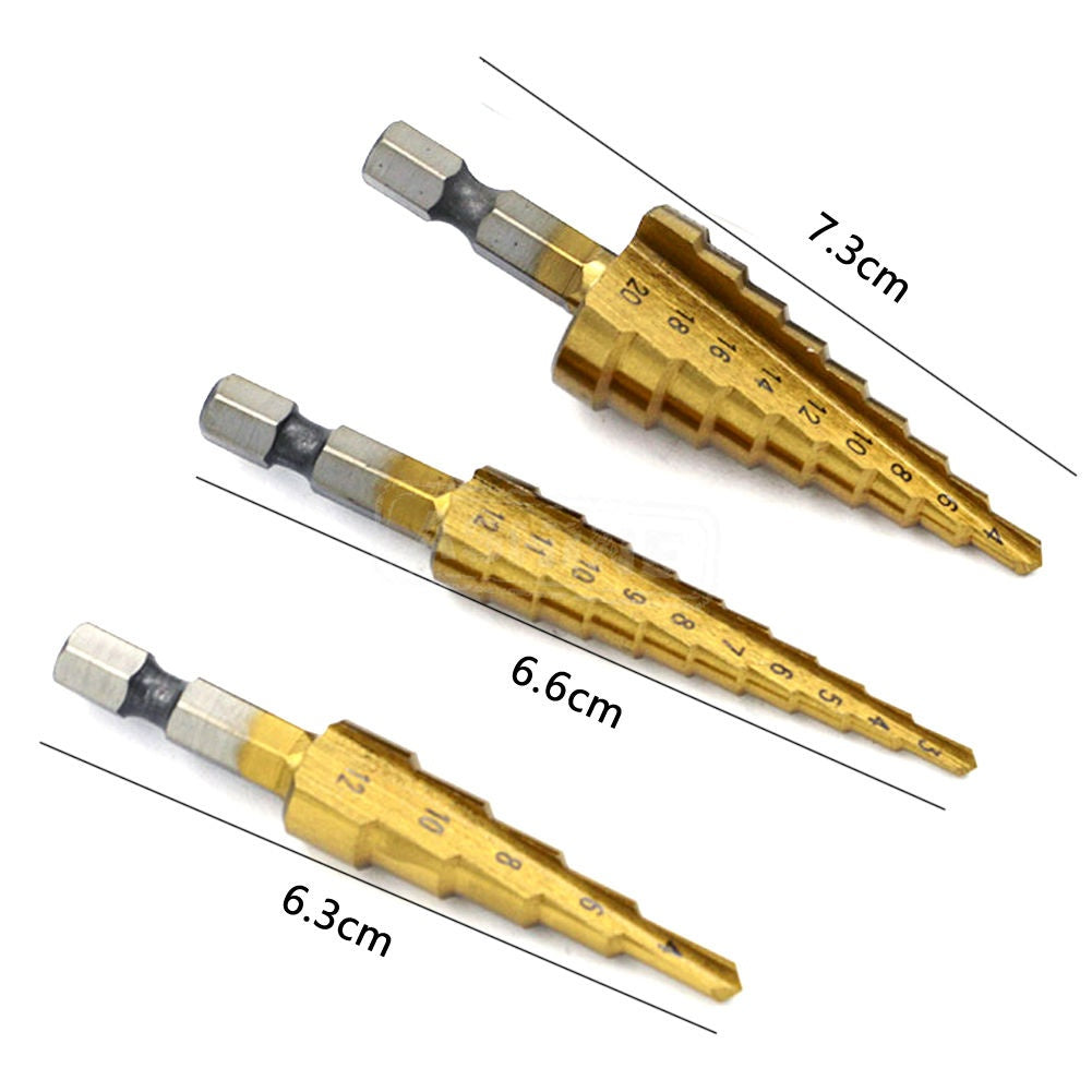 STEP DRILL BITS FOR HOLE ENLARGEMENT | HSS4241 | 3-20 MM | 3 PCS. (SK1616)