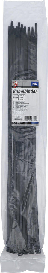 CABLE TIE ASSORTMENT | BLACK | 7.6 X 500 MM | 20 PCS. (80879)