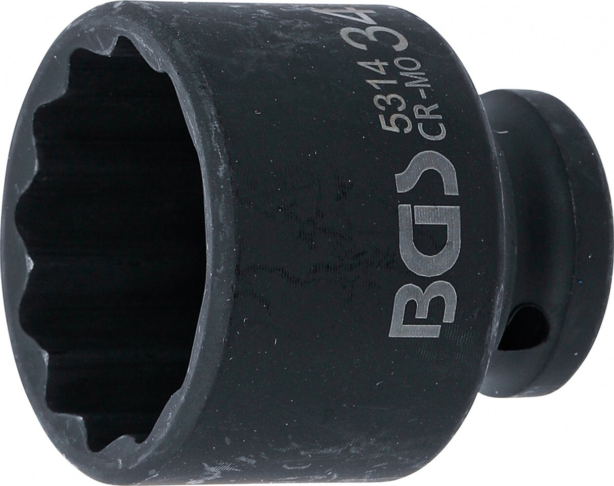IMPACT SOCKET, 12-POINT | 12.5 MM (1/2") DRIVE | 34 MM (5314)
