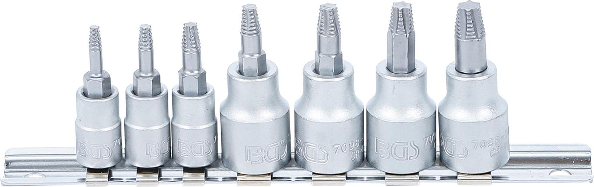 SCREW EXTRACTOR BIT SOCKET SET | 6.3 MM (1/4") / 10 MM (3/8") DRIVE | FOR DAMAGED T-STAR (FOR TORX) T10 - T40 | 7 PCS. (7098)