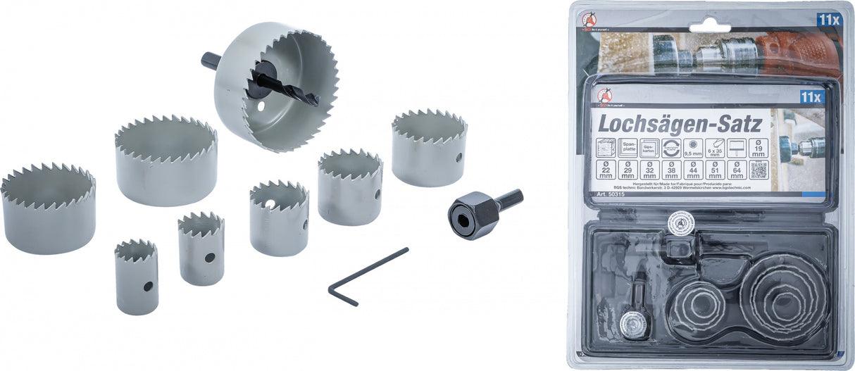 HOLE SAW SET | Ø 19 - 64 MM | DEPTH 24 MM | 11 PCS. (50315)