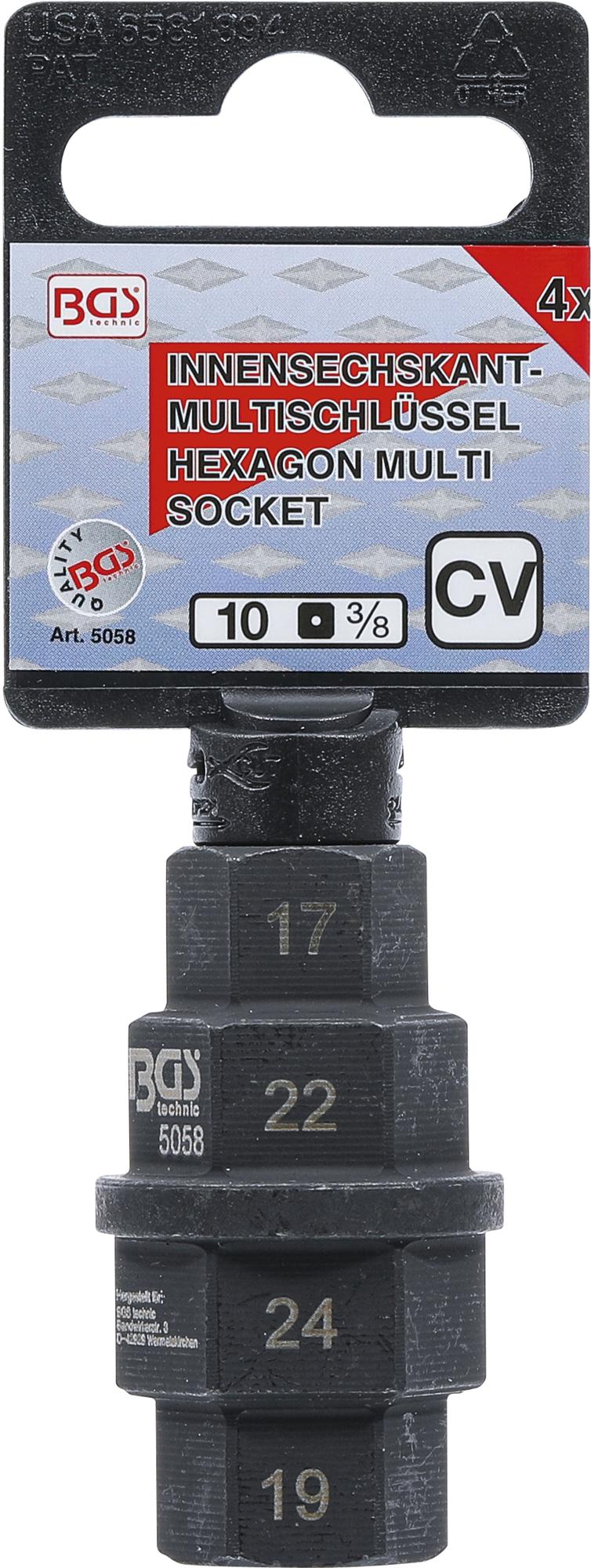 MOTORCYCLE SPECIAL SOCKET | 10 MM (3/8") | 17 - 19 - 22 - 24 MM (5058)
