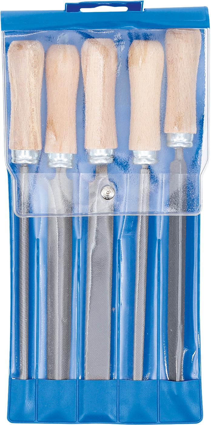 FILE SET | WOODEN HANDLE | 150 MM | 5 PCS. (50206)