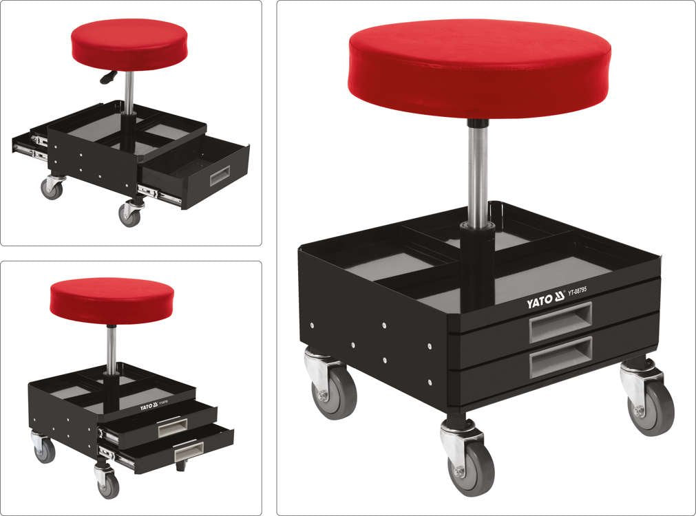 SHOP ROLLER SEAT STOOL WITH DRAWERS (YT-08795)